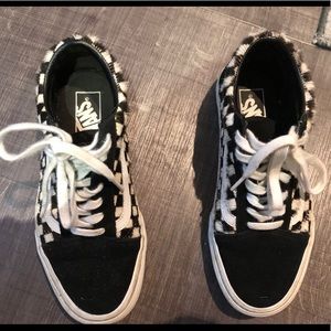 Faux fur checkered print Vans